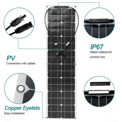Solar Flexible Panel Solar Photovoltaic System Rooftop RV Boat Charging Energy Storage Panel
